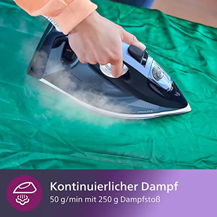 Philips Azur 7000 Serie Dampfbügeleisen - 2800 W, 50 g/min Dauerdampf, 250 g Dampfstoß, Vertikaldampf, SteamGlide Plus-Sohle, Louros/Baumwollblau (DST7020/20) – Bild 3