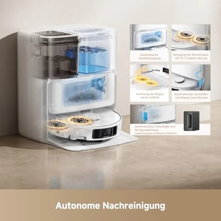 Dreame Saugroboter Mova P50 Ultra, mit Wischfunktion, 19000Pa Saugkraft, Vollautomatische Basisstation, Reinigung bei 75° C – Bild 6