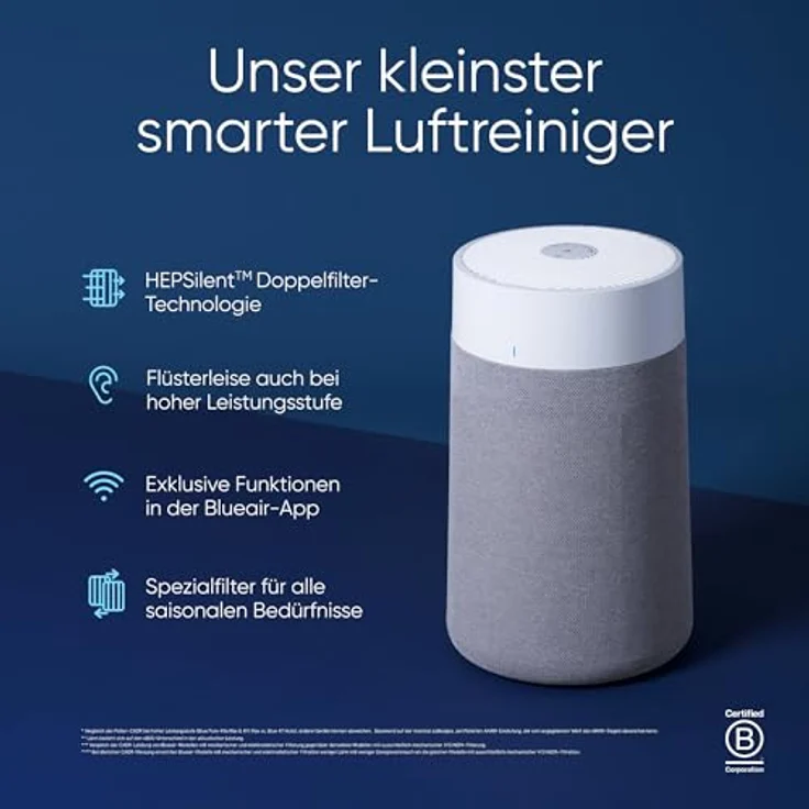 Blueair Blue Pure 511i Max Air purifier, HEPASilent Luftwäscher für kleine Räume, Schlafzimmer, Haus, reinigt 86 m² in 1h – Bild 2