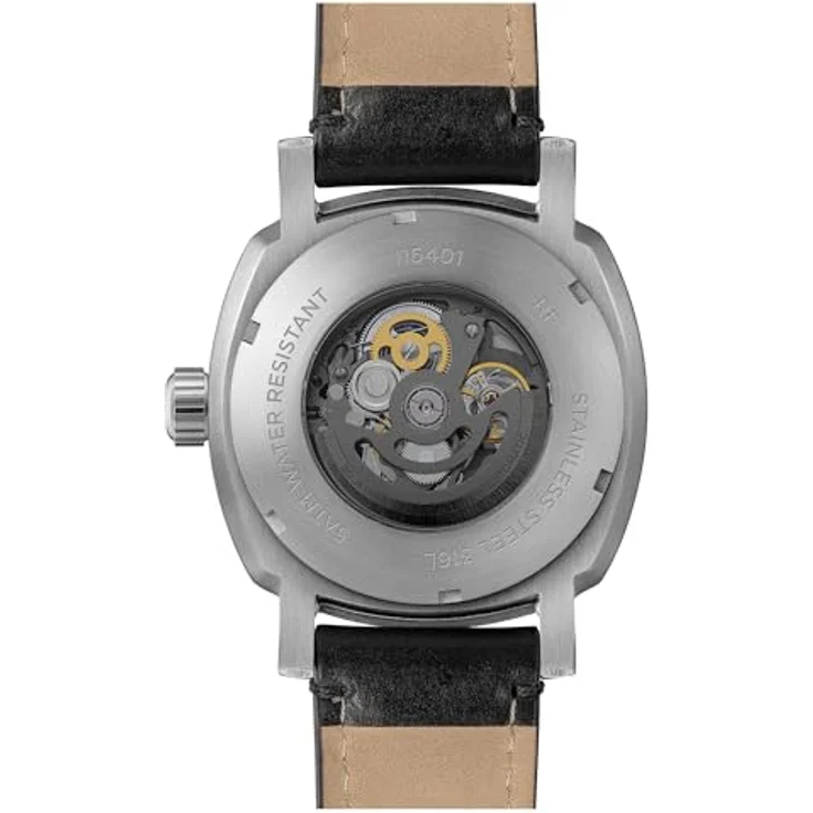 Ingersoll The Outrider, Herren 44mm Automatikuhr mit schwarzem Zifferblatt, schwarzem Lederarmband und kratzfestem Mineralglas – Bild 5