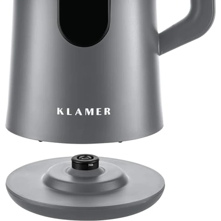 KLAMER Wasserkocher Edelstahl 1,5L 1800W grau mit Temperatureinstellung 40-100°C, Teekocher BPA-frei – Bild 3