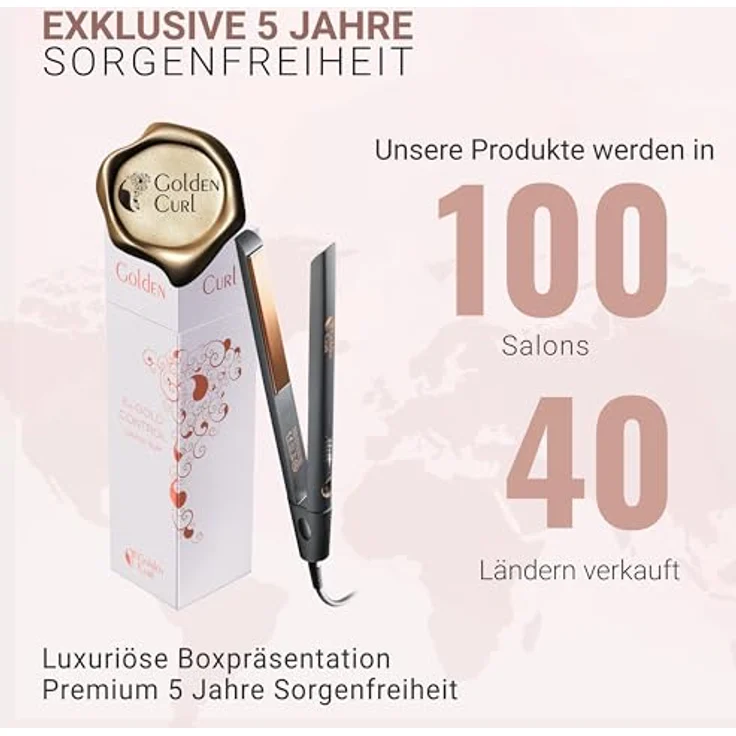 Golden Curl Glätteisen Locken und Glätten Haarglätter - 5 Jahre Sorgenfreiheit - 2 in 1 Styler (Rose Gold Control) – Bild 3