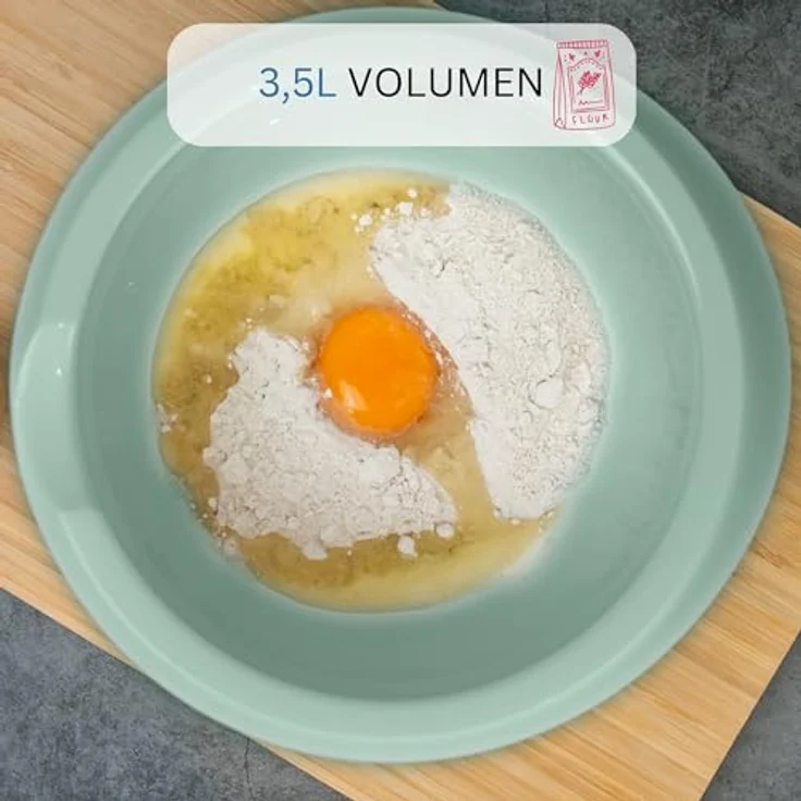 Westmark Backschüssel 3,5l, BPA-frei, rutsch- und spülmaschinenfest, mint-grün/weiß, inkl. Ausgießer und zweiteiligem Deckel – Bild 5