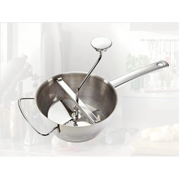 Leifheit Passiermühle Ø 20 cm ProLine-Serie inkl. 3 Einsätzen, aus hochwertigem Edelstahl zum Passieren von Obst, Gemüse, Babynahrung, Suppen, spülmaschinengeeignet, Passiersieb, Kartoffelpresse – Bild 2