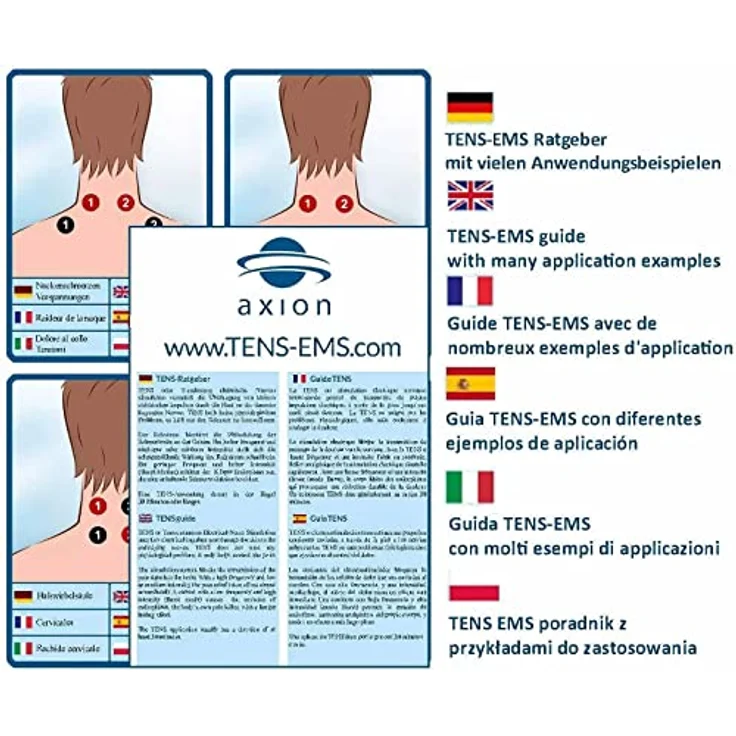 Axion STIM-PRO X9+ TENS-EMS-Gerät, 4 Kanal Schmerztherapie, Muskelaufbau, Massage, Beckenbodentraining, inkl. 37 Programme, Spar-Set – Bild 6