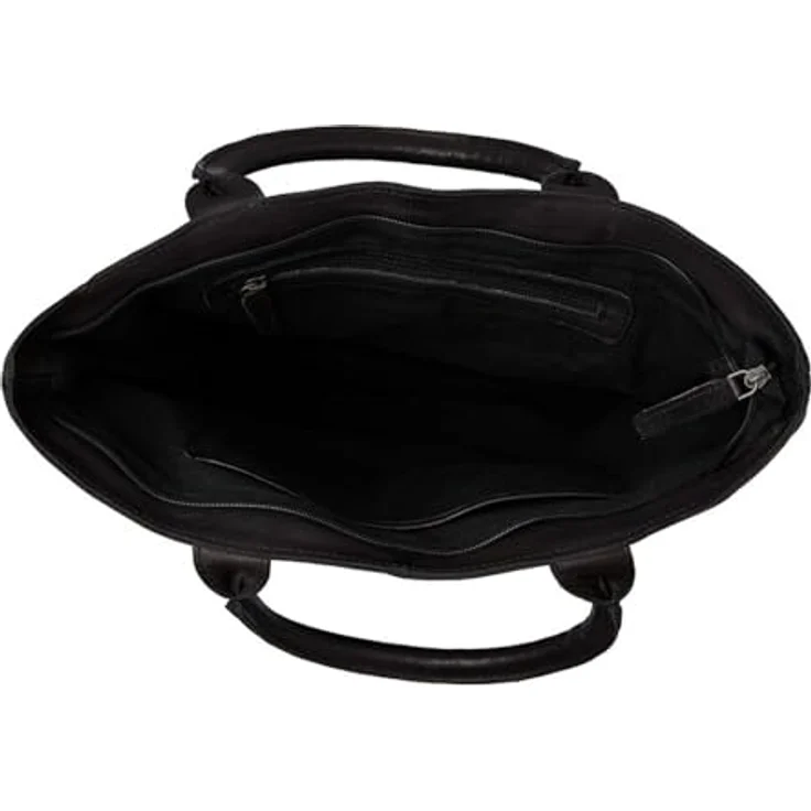 The Chesterfield Brand Shopper, klassischer Einkaufstasche aus 100% Rindsleder, Schwarz, 34x36x9 cm, mit abnehmbarem Schulterriemen und Zipperfächern – Bild 5