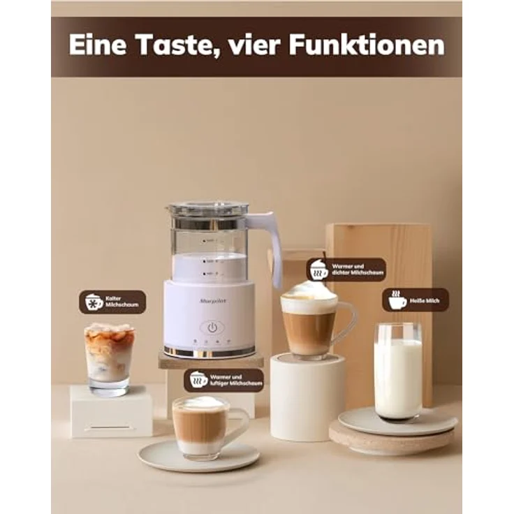 Morpilot Milchaufschäumer Elektrisch 500ml, 600W, 4-in-1 mit LED-Anzeige, spülmaschinenfestes Design für heißen und kalten Milchschaum – Bild 4
