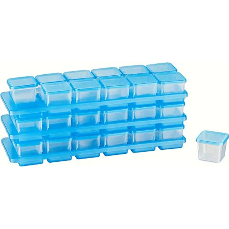 MiraHome Gefrierdosen Set 36x0,03L, transparente blaue Vorratsdosen mit Deckel, luftdicht, inklusive 3 Halterungen, Austrian Quality – Bild 1