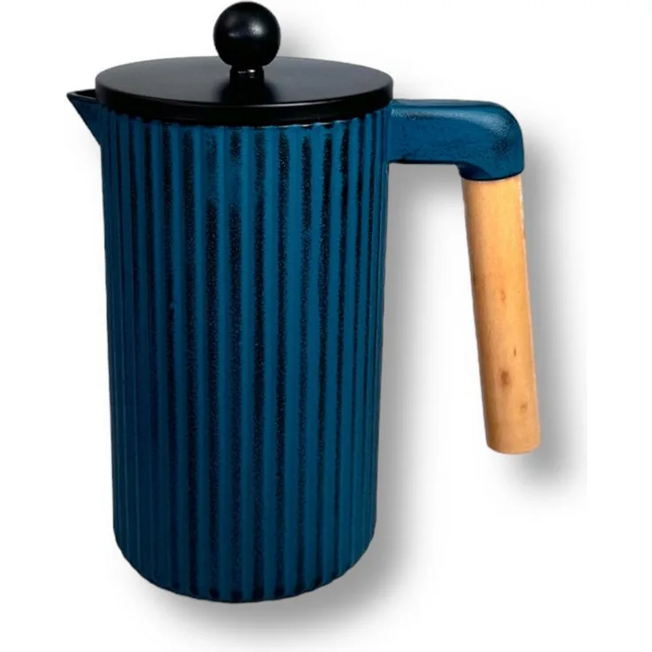 JA-UNENDLICH French Press Kanne, Gusseisen, innen emailliert, 1,0 l, 18 cm hoch