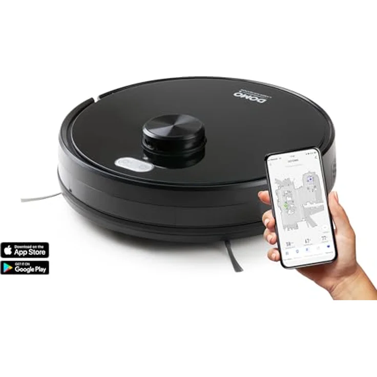 Domo DO7298S Staubsaugerroboter mit automatischer Absaugstation, Wischsystem und App - m. Absturzsicherung - Timerfunktion, Schwarz – Bild 2