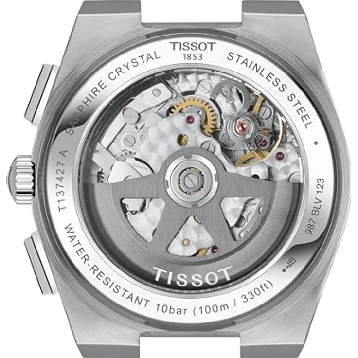 TISSOT Herren T1374271101100 PRX Automatik Chronograph mit Weißem Zifferblatt, Silberfarbenem Band und Gehäuse, Kratzfestem Saphirglas, Schnalle und Butterfly-Verschluss – Bild 3