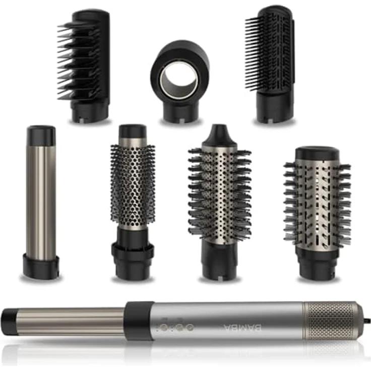 Cecotec CeramicCare AirGlam, Multifunktions-Haartrockner und Styler mit 1400W, Coanda-Technologie, 3 Geschwindigkeiten, 3 Temperaturen, 8 Keramikkopfaufsätzen, Aluminium – Bild 1