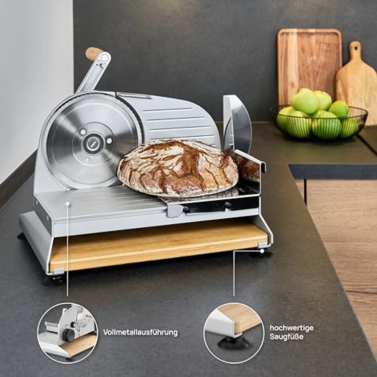 Ritter Allesschneider amano 5, Vollmetallausführung, Ø17cm Wellenschliffmesser, silbermetallic – Bild 5