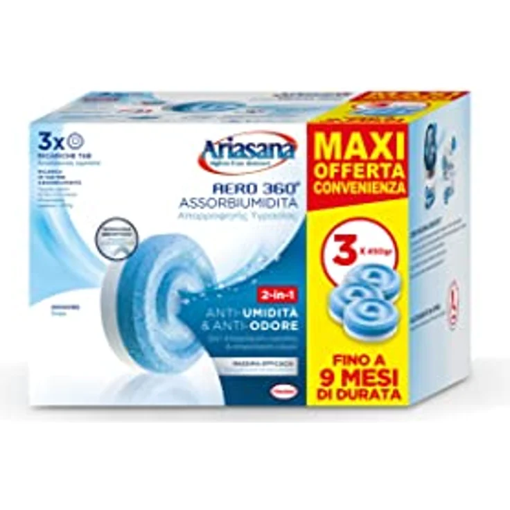 Henkel Ariasana Aero 360 Tab Geruchsneutral, Tripack 3x450g für effektive Luftreinigung und Feuchtigkeitsregulierung – Bild 1