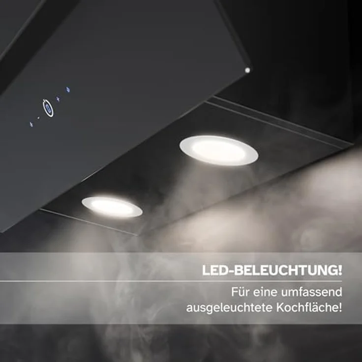 Heinrich´s HEINRICHS Dunstabzugshaube, 60cm Abluft/Umluft-Dunstabzugshaube, 560m³/h Saugkraft, mit LED-Ambientebeleuchtung, platzsparend, 3 Geschwindigkeitsstufen, inkl. Aktivkohlefilter, 75W Leistung, Schwarz – Bild 4