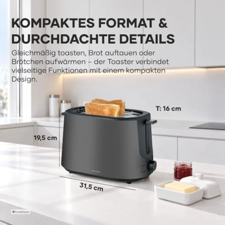 Severin AT 9386, Toaster mit 2 Scheiben, 1000 W Leistung, Schwarz – Bild 2