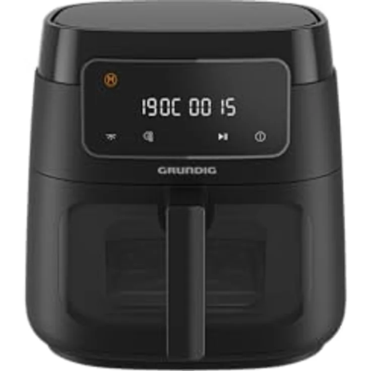 Grundig FRY 7320 Heißluftfritteuse, 7,6 l Kapazität, 1750 W, Touch-Display, großes Sichtfenster, Temperatur- und Zeiteinstellung, Antihaftbeschichtung, spülmaschinengeeigneter Korb, Schwarz
