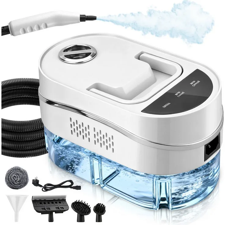 CkeyiN Pro Handdampfreiniger, 1500 W, 1200 ml Tank, mit 8 Aufsätzen für Boden, Küche und Badezimmer, hygienische Dampf-Reinigung ohne Chemikalien