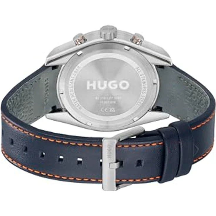 "HUGO Multifunktionsuhr #FAST 1530371, Herrenuhr mit blauem Zifferblatt und Lederarmband" – Bild 3