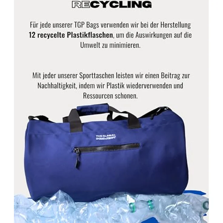 The Global Project Sporttasche, faltbare Allzwecktasche mit 25 L Volumen, wasserabweisend und leicht, schwarz – Bild 4