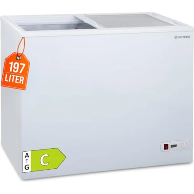 GASTROHERO Tiefkühltruhe ECO 200, 197 Liter Lagerkapazität mit Glasschiebedeckel, abschließbar, statische Kühlung – Bild 1