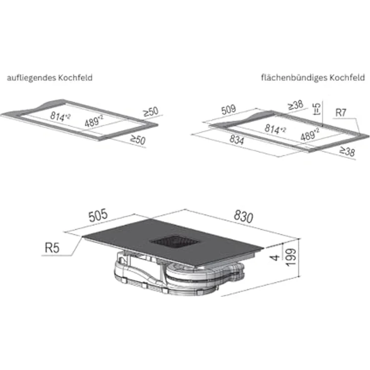 Berbel Downline Performance BKA 83 DLP, Induktionskochfeld mit integriertem Dunstabzug, Abluft-Set DL 1100063, 9 Leistungsstufen, Boosterfunktion, Edelstahloptik – Bild 8