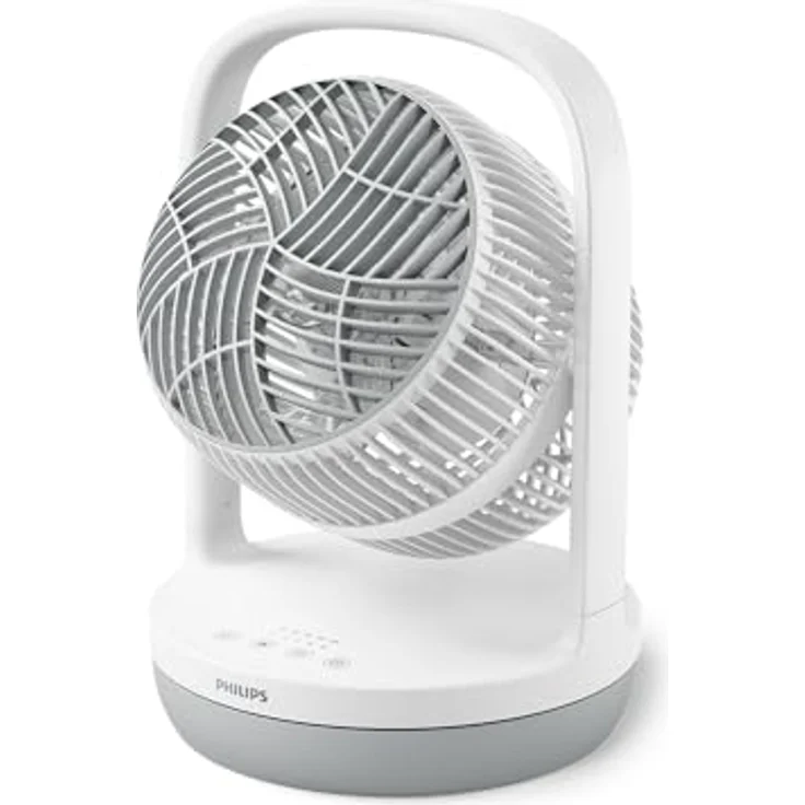 Philips Tischventilator Serie 2000, leistungsstark und extrem leise, 23 dB, Luftumwälzung, 180° Neigung, 12-Stunden-Zeitschaltuhr, CX2050, Weiß – Bild 1