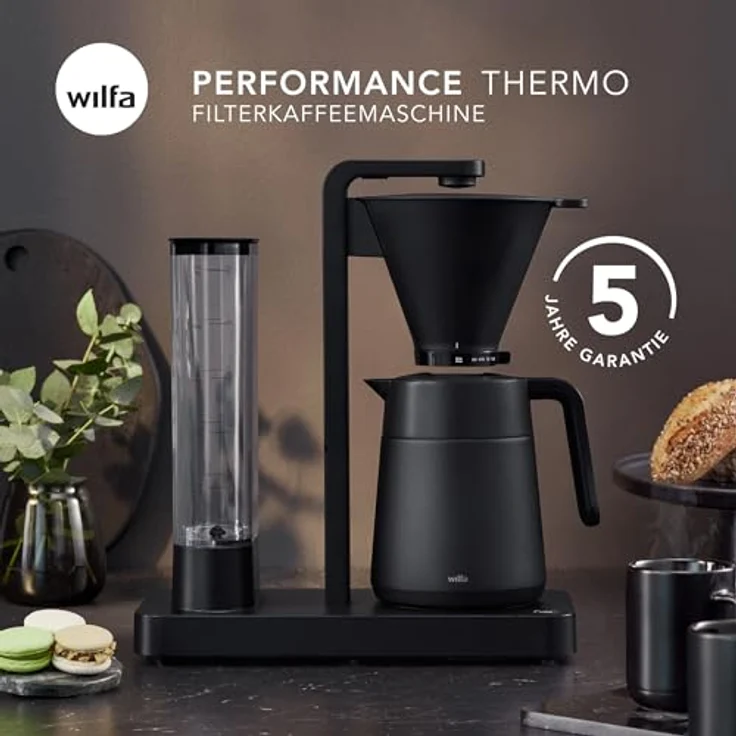 Wilfa PERFORMANCE THERMO Filterkaffeemaschine - 1600W – 1.25L Wassertank - Thermoskanne - doppelwandiger Filterhalter - anpassbare Durchlaufgeschwindigkeit - Tropfstopp & Auto-Abschaltung (schwarz) – Bild 2
