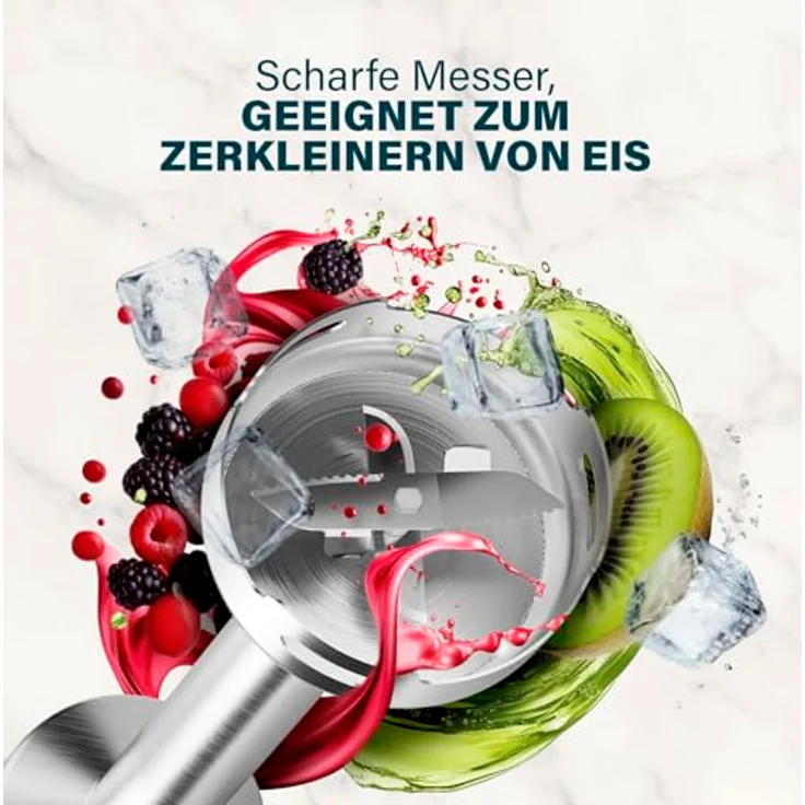 Princess Edelstahl-Stabmixer Prof XXL, 1500W, 50 cm Edelstahlstab, 5 Geschwindigkeiten, Turbofunktion, 4-Klingen-System, Messbecher mit Deckel, spülmaschinenfest, 221233 – Bild 5