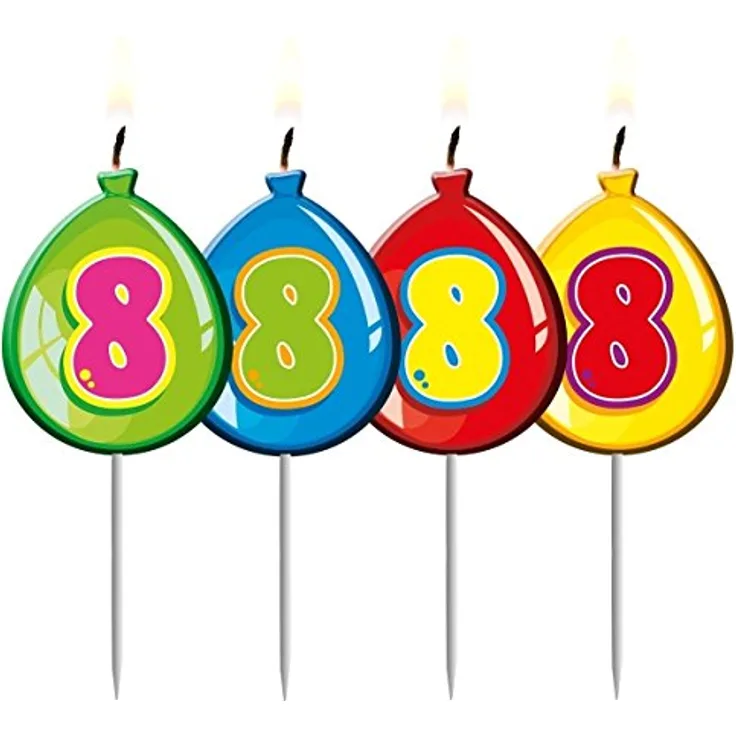 Folat 4 Zahlenkerzen * Zahl 8 * ┃ Ballon Design ┃ 8. Geburtstag ┃ Kindergebu