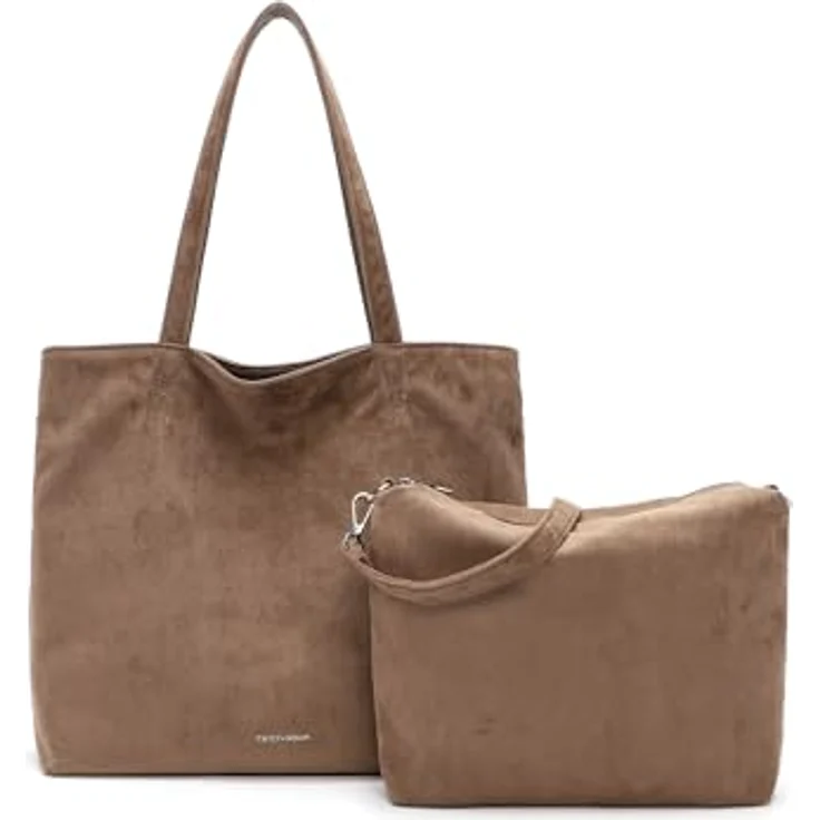 EMILY & NOAH Shopper E&N Eva Suede, Damen Tasche mit Magnetverschluss und Umhängeriemen, strukturierte Innenaufteilung in Schwarz – Bild 5