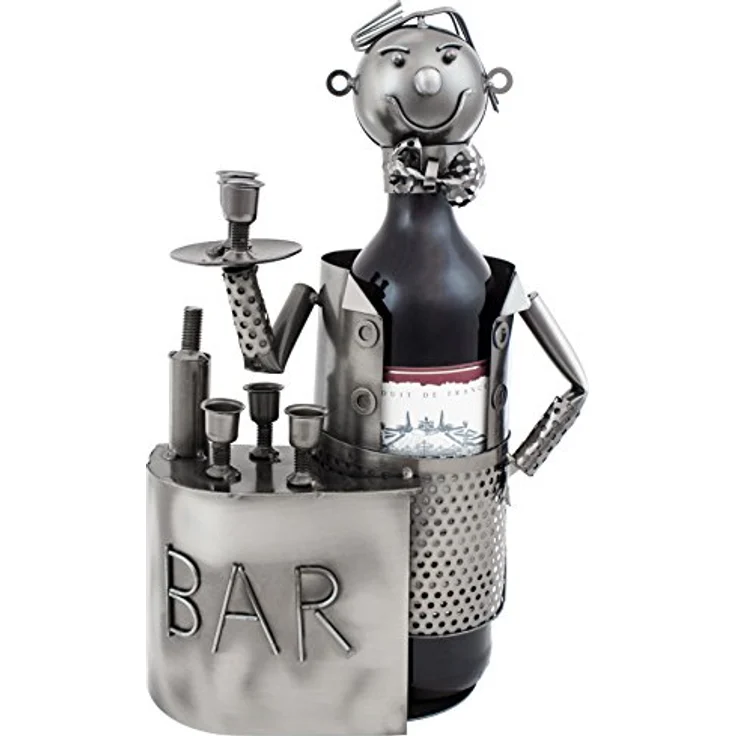 BRUBAKER Wein Flaschenhalter Barkeeper Metall Skulptur mit Geschenkkarte – Bild 3