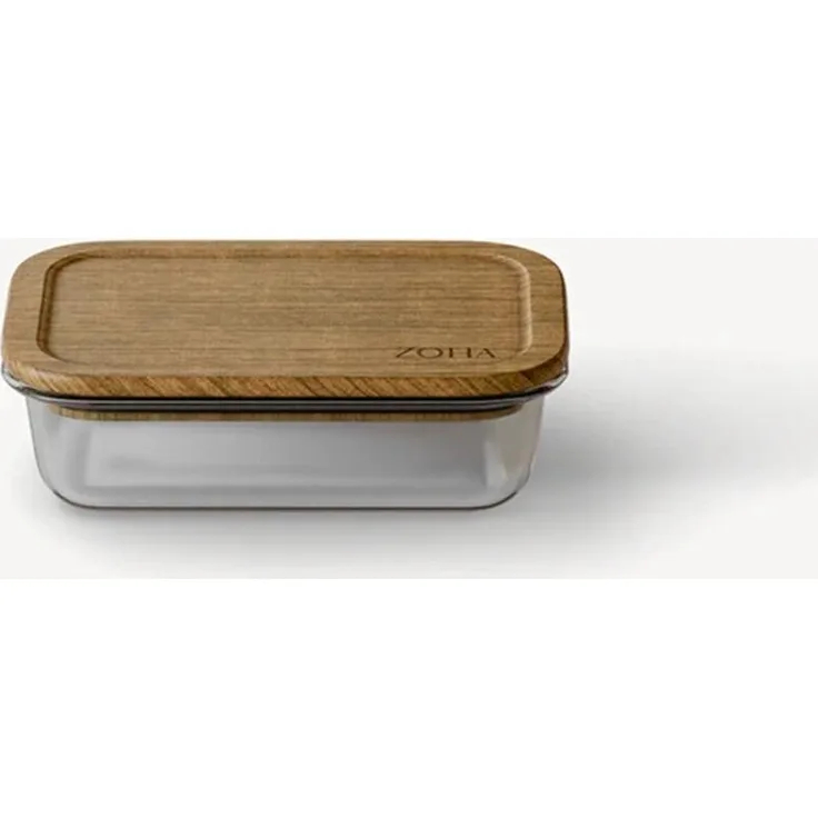 COFI Frischhaltedosen aus Borosilikatglas mit Akazienholzdeckel, rechteckig, 370 ml, luftdicht, BPA-frei, mikrowellen- und ofenfest