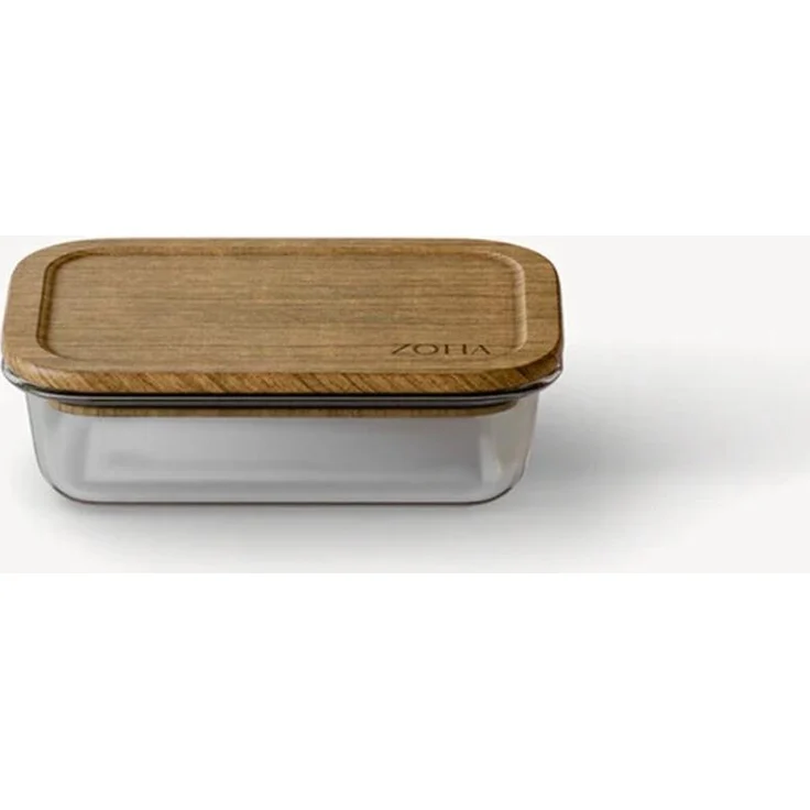 COFI Frischhaltedosen aus Borosilikatglas mit Akazienholzdeckel, rechteckig, 370 ml, luftdicht, BPA-frei, mikrowellen- und ofenfest