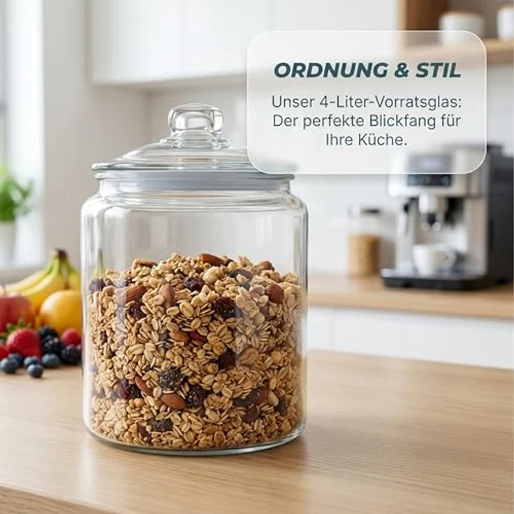 Relaxdays Vorratsglas mit Deckel, transparenter Vorratsbehälter für Lebensmittel – Bild 3