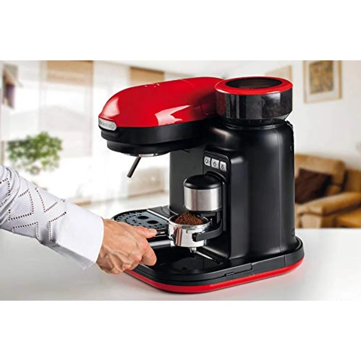 Ariete 1318 Moderna Espressomaschine mit integriertem Mahlwerk, 1080, 800 Cubic_Centimeters, Rot-Schwarz – Bild 3