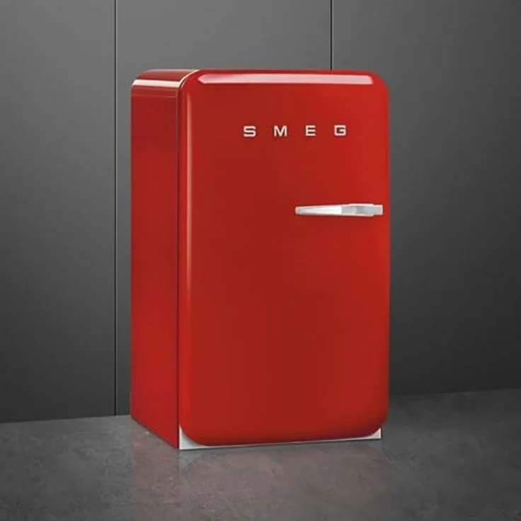 Smeg FAB10LRD6 Kühlschrank, Tisch Top Vintage, 122 l, links öffnend, Gefrierschrank 17 l, 1 verstellbarer Einlegeboden, Gemüsefach, LED-Beleuchtung, Rot, H 97 cm – Bild 3