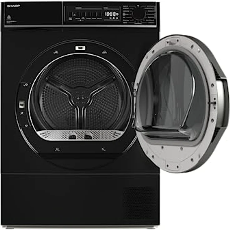 Sharp KD-ROHB8GBA+++-DEWärmepumpentrockner / A+++ / 8 kg / 15 Programme inkl. 30 min Kurzprogramm / BubbleDrum-Schontrolmmel mit LED-Trommelbeleuchtung / Ablaufschlauch / Schwarz – Bild 4