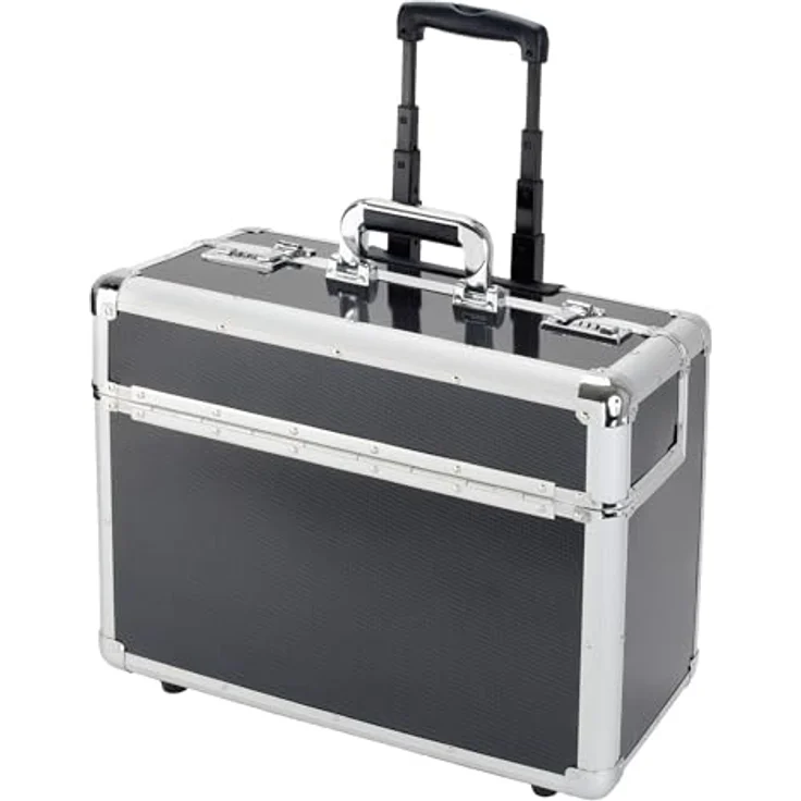 Alumaxx Pilotenkoffer, Carbonoptik, herausnehmbares Organizerfach, Silber-Schwarz, 41 l – Bild 1