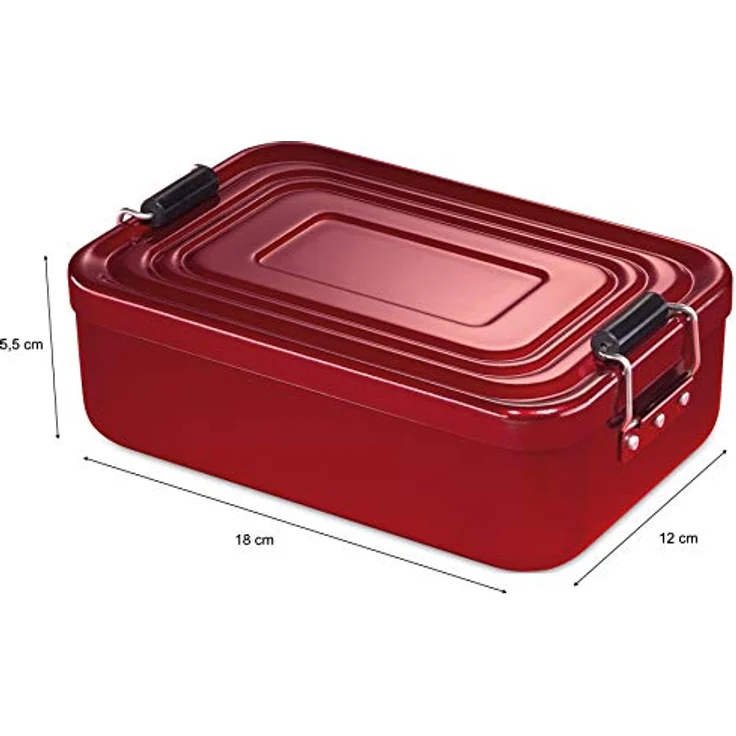 Küchenprofi Lunchbox aus Aluminium | für Erwachsene und Kinder | Brotdose mit Fächern, verstellbar | mit Silikondichtung | 18 × 12 × 5,5 cm | rot – Bild 4