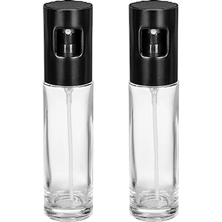 WENKO Ölspender Modell Nevo, Set 2-tlg, Sprüher für Öl & Essig, 100 ml je Glasbehälter, rostfreier Edelstahl-Sprühkopf, schwarz – Bild 1