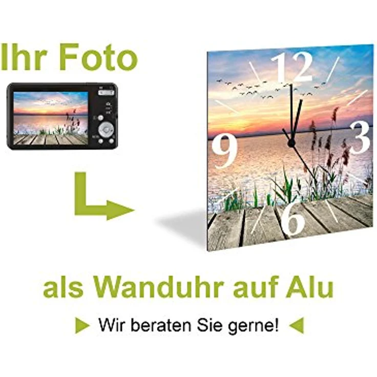 ARTLAND Wanduhr ohne Tickgeräusche Alu Quarzuhr 30x30 cm Quadratisch Lautlos 4 Ziffern Farbig Schlichtes Design Grau S7KC – Bild 5