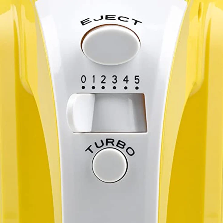 Girmi SB02 Elektrischer Handmixer, 170 W, 5 Geschwindigkeiten, Turbo-Funktion, Edelstahl-Rührbesen und Knethaken, Gelb – Bild 4