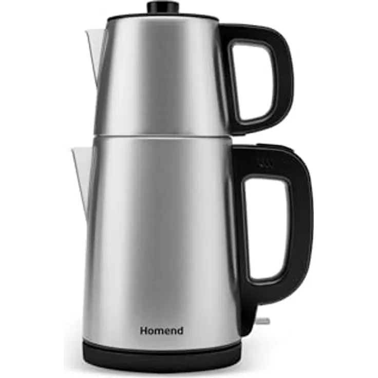 Karaca Homend Royaltea 1728H, Edelstahl Wasser-/Teekocher mit 1,8L Wasserbehälter, 0,95L Teekanne, 1650W, Inox