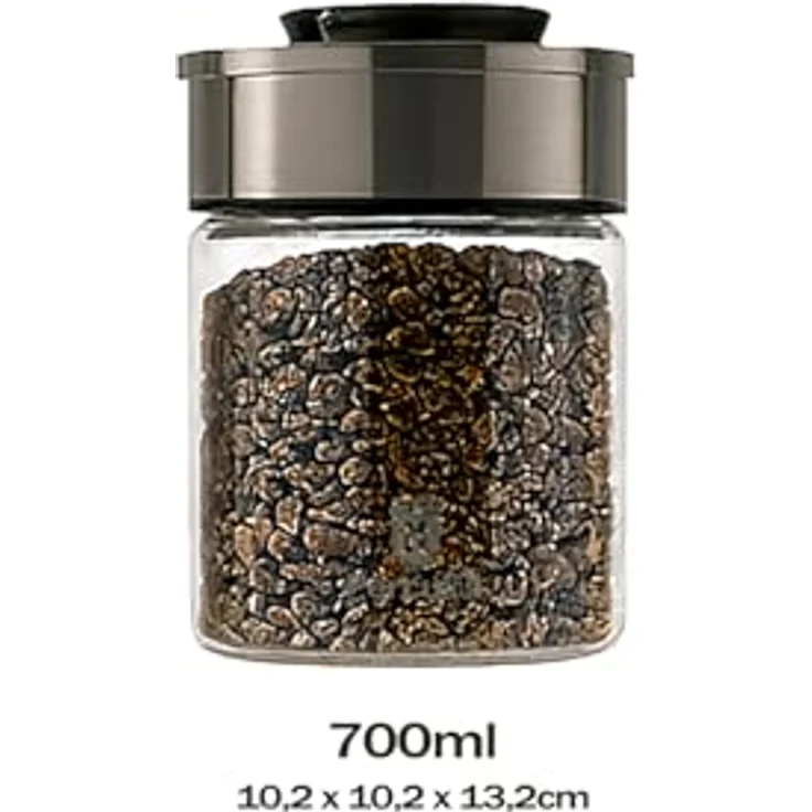 BURI Vorratsglas Vakuumglas 6er Set 700ml, luftdicht & mottensicher mit Edelstahl Deckel, stapelbar & spülmaschinenfest – Bild 3