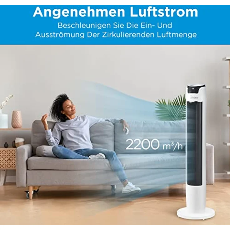 Midea FZ10-16AR Turmventilator, 60° Oszillation, Fernbedienung – Bild 4