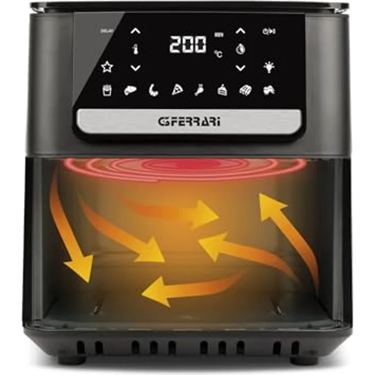 G3 Ferrari G10207 Heißluftfritteuse, 6,5 Liter, 1700 W, 40–200 °C, 60-Minuten-Timer mit Digitalanzeige, 8 Programme, Antihaftbeschichtet – Bild 2