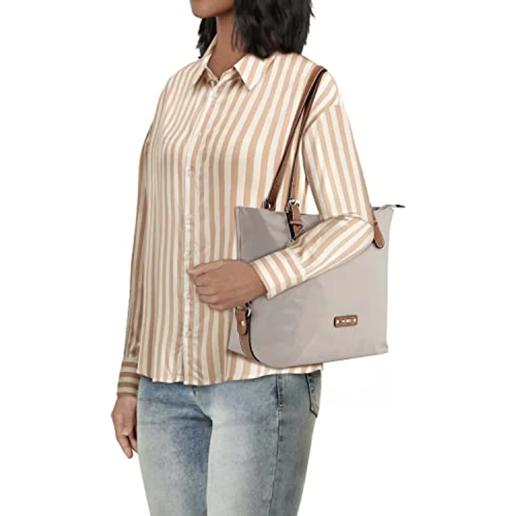 Picard Sonja Shopper, edel schimmernde Nylon Handtasche in Nude, A4-freundliches Hauptfach mit Reißverschluss und Handyfach – Bild 7