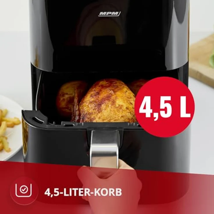 MPM MFR-11 Heißluftfritteuse 4,5L, 1400 W, 8 Automatikprogramme, LED-Display, Antihaftbeschichtung, fettfreies Kochen und Grillen – Bild 5