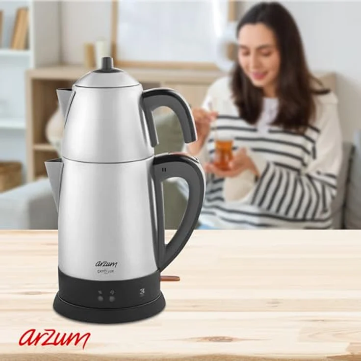 Arzum Cayci Lux, Wasserkocher, Silber, Edelstahl Teebereiter – Bild 5